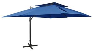 Parasol wiszący z podwójną czaszą, 400x300 cm, niebieski