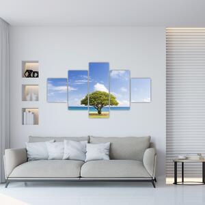Obraz plaży z drzewem (125x70 cm)
