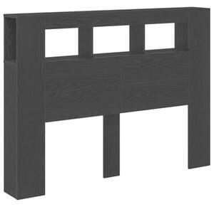 Wezgłowie LED z półką czarny dąb 140 x 18,5 x 103,5 cm
