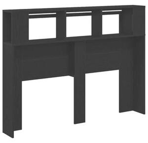 Wezgłowie LED z półką czarny dąb 140 x 18,5 x 103,5 cm