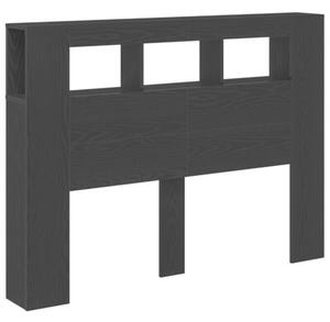Wezgłowie LED z półką czarny dąb 140 x 18,5 x 103,5 cm