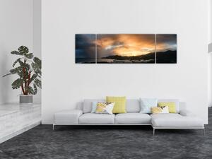Obraz - plaża z pochmurnym niebem (170x50 cm)