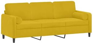 Sofa 3-osobowa z poduszkami, Å¼Ã³Åta, 180 cm, aksamit