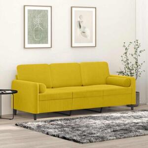 Sofa 3-osobowa z poduszkami, Å¼Ã³Åta, 180 cm, aksamit