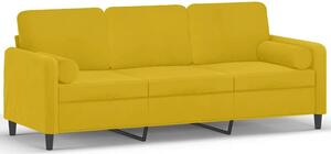 Sofa 3-osobowa z poduszkami, Å¼Ã³Åta, 180 cm, aksamit