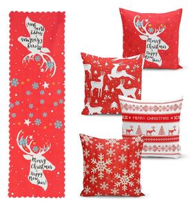 Zestaw 4 świątecznych poszewek na poduszki i bieżnika Minimalist Cushion Covers Joy