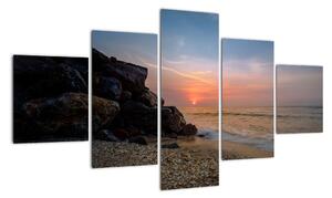 Obraz zachodu słońca na plaży (125x70 cm)