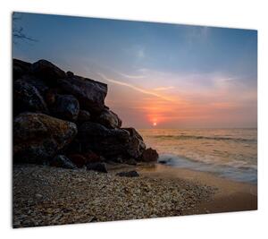 Obraz zachodu słońca na plaży (70x50 cm)
