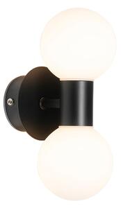 Nowoczesna lampa ścienna czarna IP44 2-światłowa - Cederic