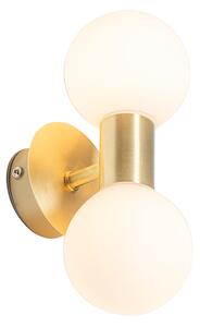 Nowoczesna lampa ścienna złota IP44 2-światłowa - Cederic