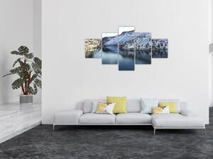 Obraz - zimowy krajobraz z jeziorem (125x70 cm)