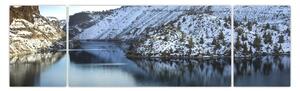 Obraz - zimowy krajobraz z jeziorem (170x50 cm)