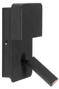 Lampa ścienna czarna w tym LED z USB i lampką do czytania z przełącznikiem - Robin