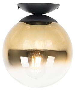 Lampa sufitowa art deco czarna ze złotym szkłem - Pallon