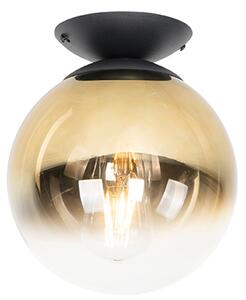 Lampa sufitowa art deco czarna ze złotym szkłem - Pallon