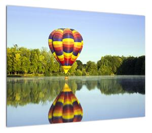 Obraz balonu na ogrzane powietrze nad jeziorem (70x50 cm)