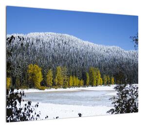 Obraz - ośnieżone góry zimą (70x50 cm)
