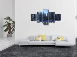 Obraz śnieżnego lasu (125x70 cm)