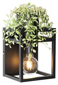 Industrialna lampa ścienna czarna z półką - Cage Rack