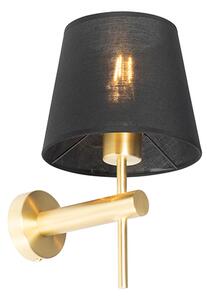 Nowoczesna lampa ścienna mosiądz z czarnym - Pluk