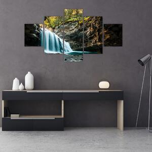 Obraz leśnego wodospadu (125x70 cm)