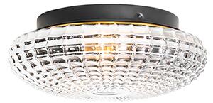 Klasyczna lampa sufitowa czarna z przydymionym szkłem 23 cm IP44 - Nohmi