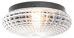 Klasyczna lampa sufitowa czarna z przydymionym szkłem 30 cm IP44 - Nohmi