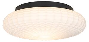 Klasyczna lampa sufitowa czarna z opalowym szkłem 35 cm IP44 - Nohmi