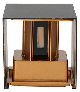 Lampa ścienna zewnętrzna czarna ze złotem w komplecie z LED 2-światła IP54 - Edwin