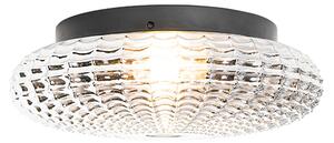 Klasyczna lampa sufitowa czarna z przydymionym szkłem 35 cm IP44 - Nohmi