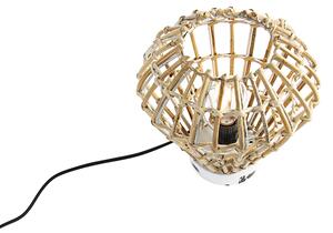 Rustykalna lampa stołowa bambusowa z białym - Canna Diamond