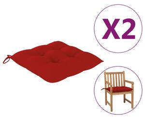 Poduszki na krzesła 2 szt., czerwone, 50x50x7 cm, tkanina