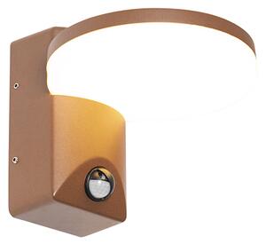 Lampa ścienna zewnętrzna brązowa rdza w tym LED IP54 czujnik ruchu - Esmee