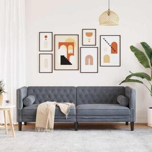Sofa chesterfield aksamitna ciemnoszara z gÅÄbokim tuftingiem