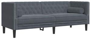 Sofa chesterfield aksamitna ciemnoszara z gÅÄbokim tuftingiem