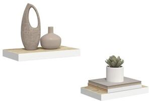Półki ścienne, 2 szt., kolor dębu i biel, 50x23x3,8 cm, mdf