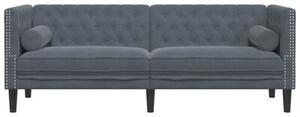 Sofa chesterfield aksamitna ciemnoszara z gÅÄbokim tuftingiem