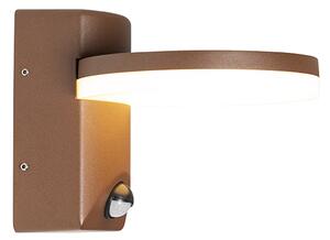 Lampa ścienna zewnętrzna brązowa rdza w tym LED IP54 czujnik ruchu - Esmee