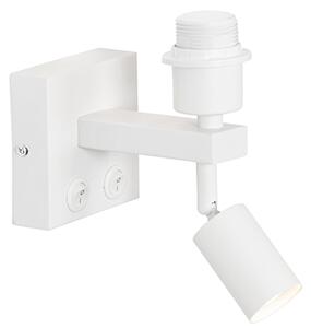 Nowoczesna lampa ścienna biała z lampką do czytania - Brescia