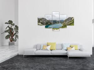 Obraz jeziora w górach (125x70 cm)