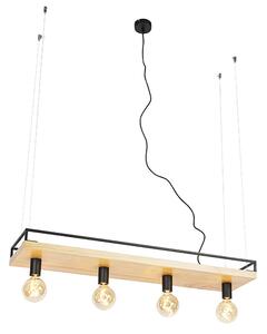 Inteligentna lampa wisząca czarna z drewnem 4-światłowa w tym Wifi G95 - Shelf