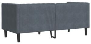 Sofa chesterfield z waÅkami, dwuosobowa, ciemnoszara, aksamit