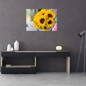 Obraz bukietu ślubnego ze słoneczników (70x50 cm)