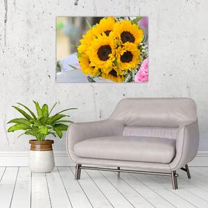 Obraz bukietu ślubnego ze słoneczników (70x50 cm)