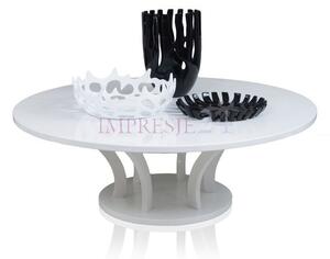 Biały, okrągły stół, wysoki połysk, styl modernistyczny