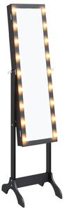 Lustro stojÄ ce z LED, czarne, 34x37x146 cm