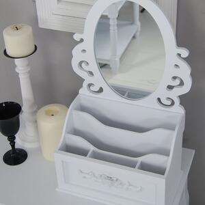 Stylowa toaletka z serii Romantic, przegrody, lustro, matowa biel