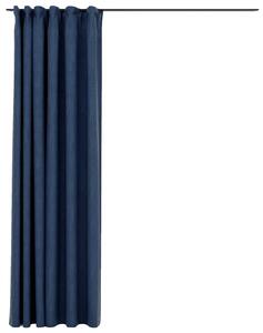 Zasłony stylizowane na lniane, haczyki, niebieskie, 290x245 cm