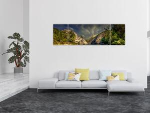 Obraz krajobrazu z jeziorem (170x50 cm)