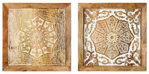 Ręcznie rzeźbione panele ścienne, 2 szt., mango, 40x40x1,5 cm